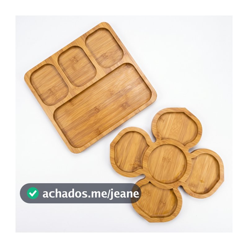 Kit Petisqueira Flor + Petisqueira Quadrada MDF 30x30 Premium Servir Frios Churrasco Petiscos