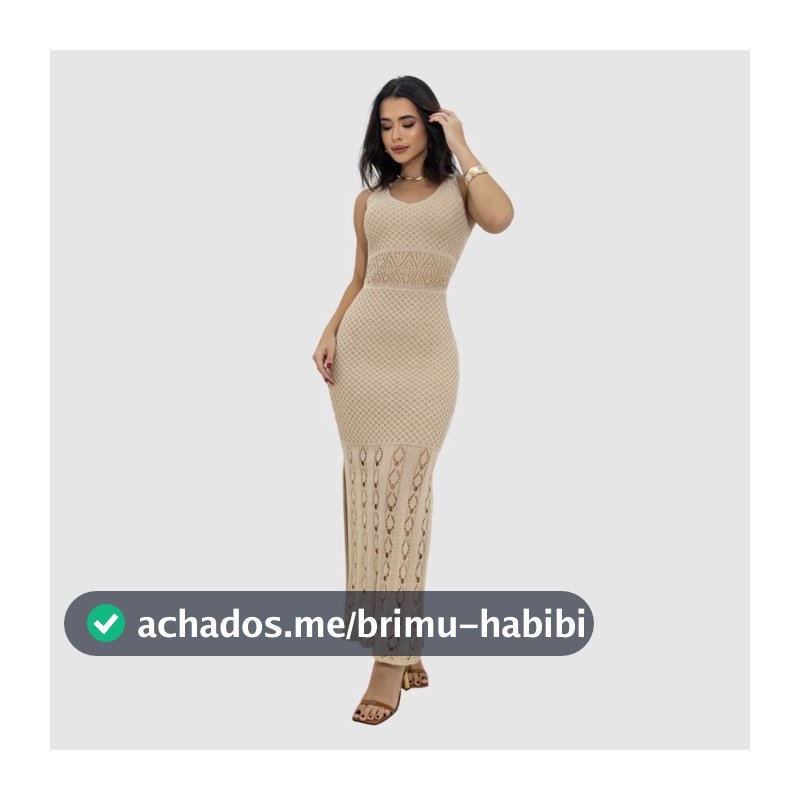 Vestido Longo Tricot Alcinha Fenda Elegante Lançamento Verão