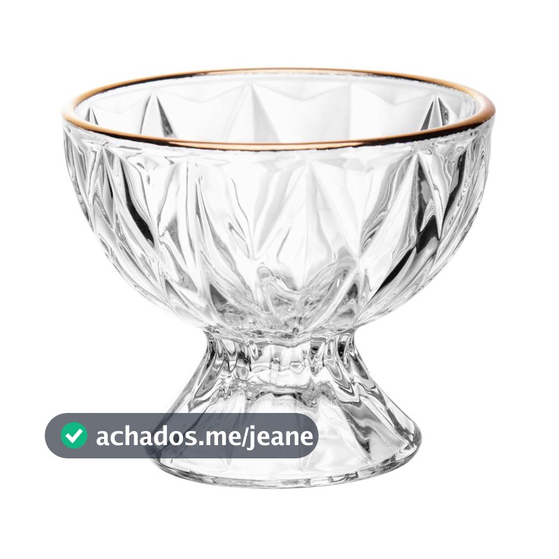 Taça para Sobremesa Cristal Diamond Fio de Ouro 120ml Lyor Premium Doce Mousse Sorvete Pudim Mesa Posta Festas Casamento