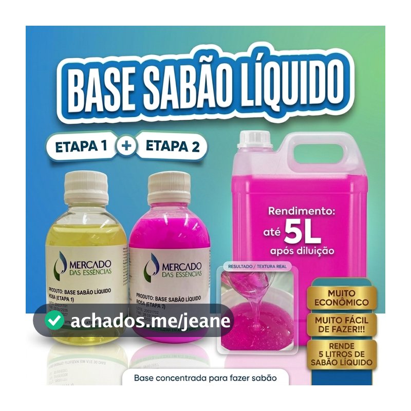 Base Sabão Líquido Faz 5L – Kit Blend Concentrado 2 Frascos – Fácil de Fazer