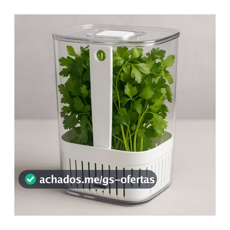 Pote Organizador De Temperos Verduras Geladeira 2,3L Com Escorredor Coentro Salsinha Manjericão OU