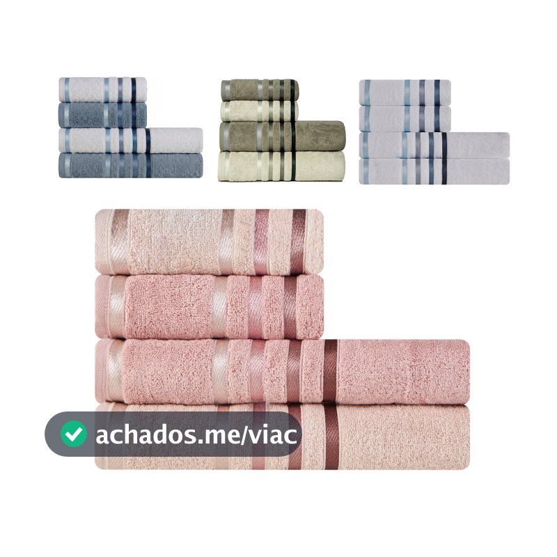 Jogo de Toalhas 4 Peças Banhão Gigante + Rosto Fio Penteado Lumina Karsten - Emcompre