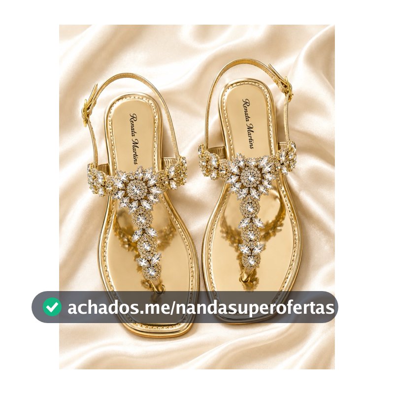 Sandália Feminina Rasteirinha Pedraria Confortável Brilho Moda Blogueira Flat Ajuste Fivela Strass Festa Verão