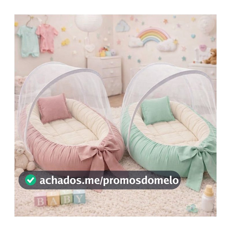 Ninho Redutor de Berço para Bebê Micro Percal 70x40 cm com Mosquiteiro Removível