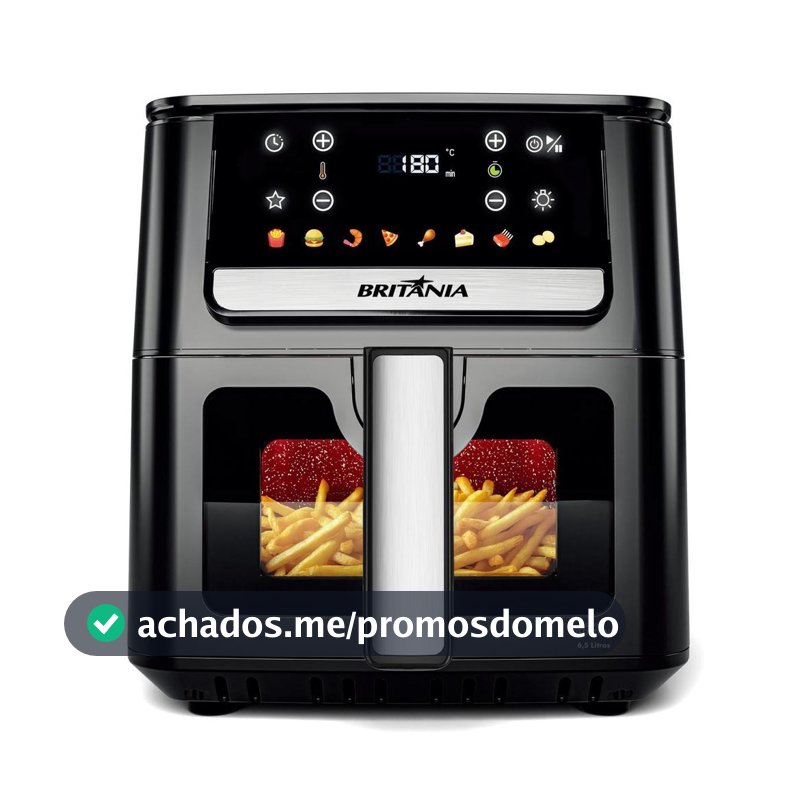 Air Fryer Britânia 6,5L Redstone Visor Glass 1700W BAF65A