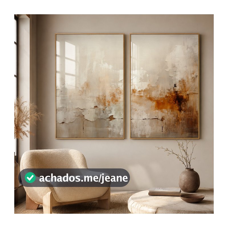 Quadro Decorativo Abstrato Reflexo do Outono 2 Telas Díptico Sala Quarto Escritório Decoração