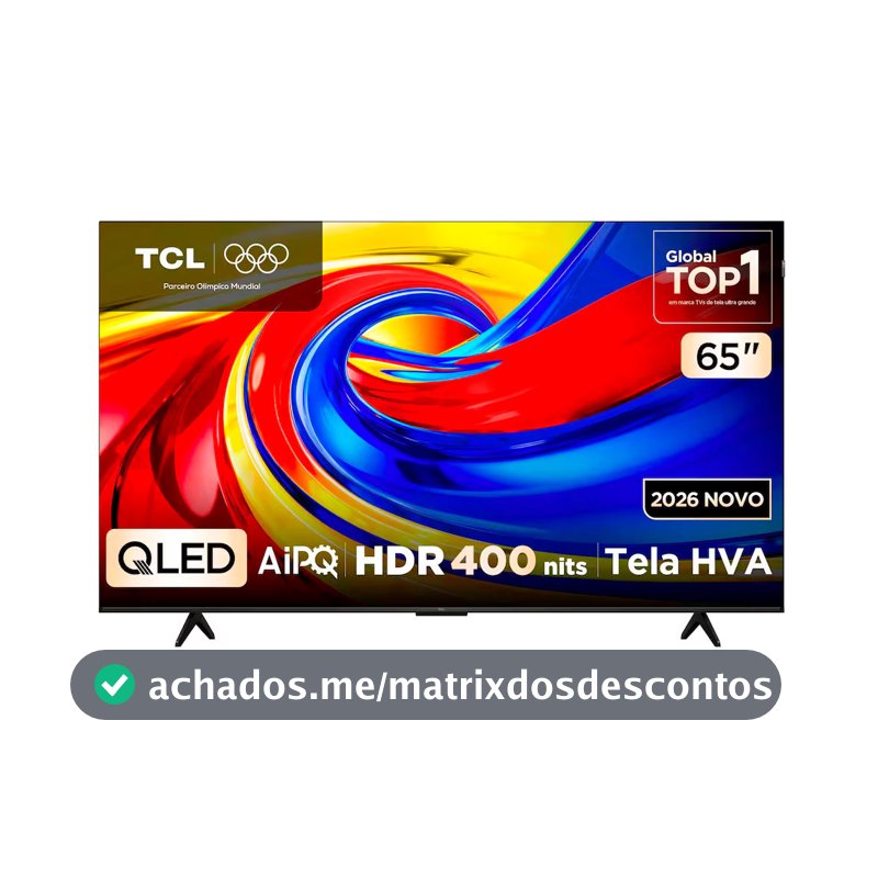 Smart TV 65 4K QLED 65P7L Google TV até 120Hz Dolby Vision Atmos TCL
