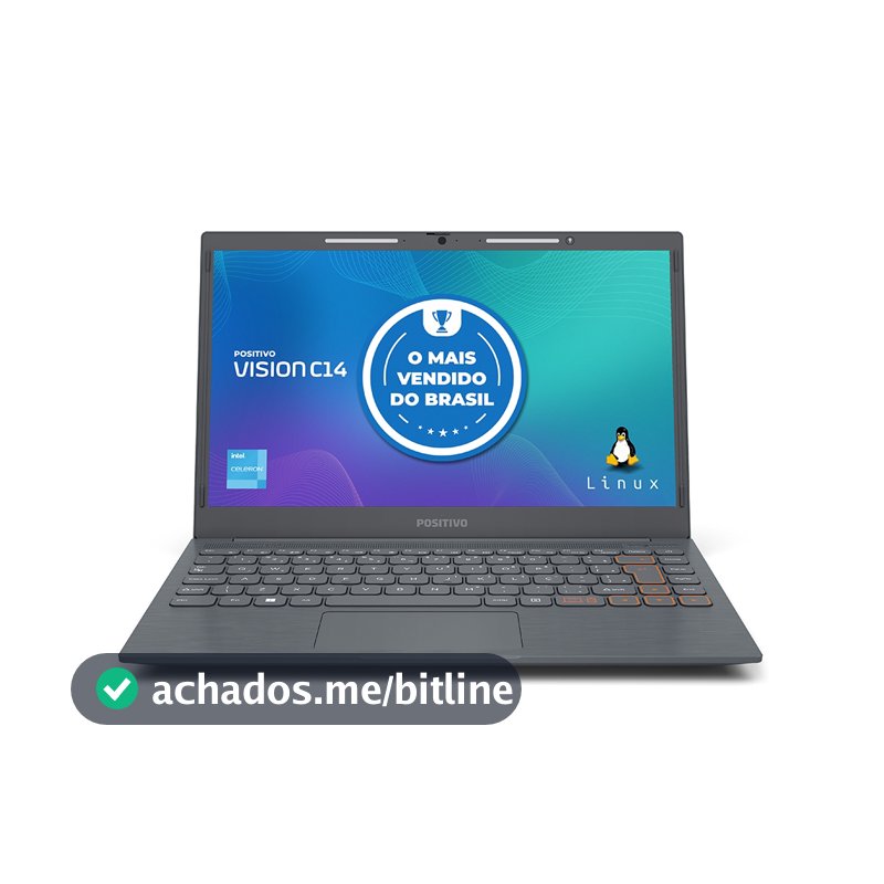 Notebook Positivo Vision C14 Intel® Celeron® Linux 8GB RAM 256GB 14.1” LED HD Lumina BAR - Cinza