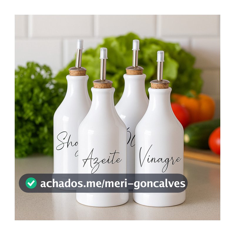 Kit Galheteiro com Garrafas em Porcelana Branca para Condimentos e Temperos
