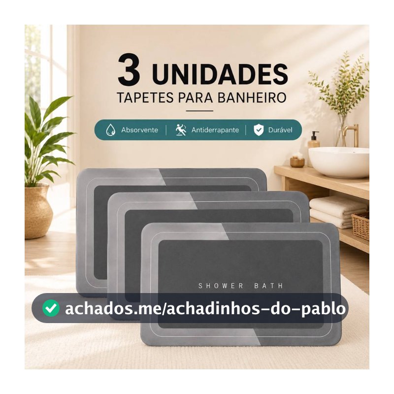 Tapetes para Banheiro Absorvente Antiderrapante Secagem Rápida Macio Durável