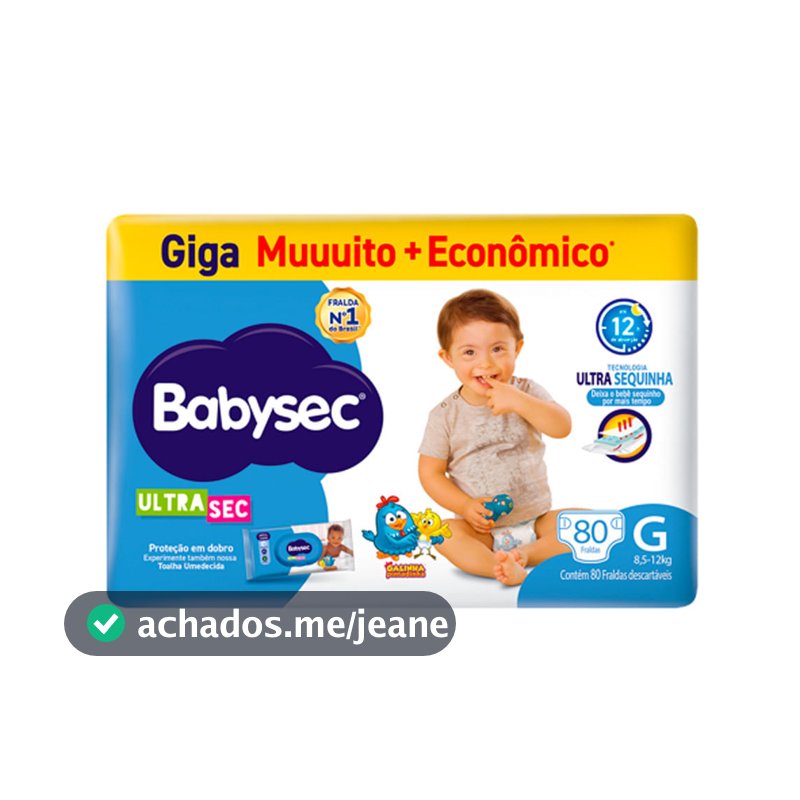 Fralda Babysec Ultrasec Giga Tamanho G 80 Unidades Descartáveis