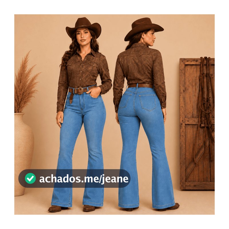 Calça Jeans Flear Feminina Estilo Country Cintura Alta Levanta Bumbum