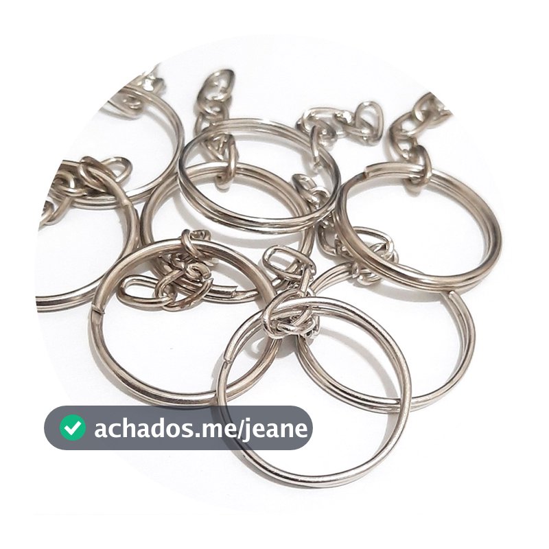 Kit Argola De Chaveiro Com Corrente  25mm Ideal para Chaveiros Lembrancinhas e Artesanato