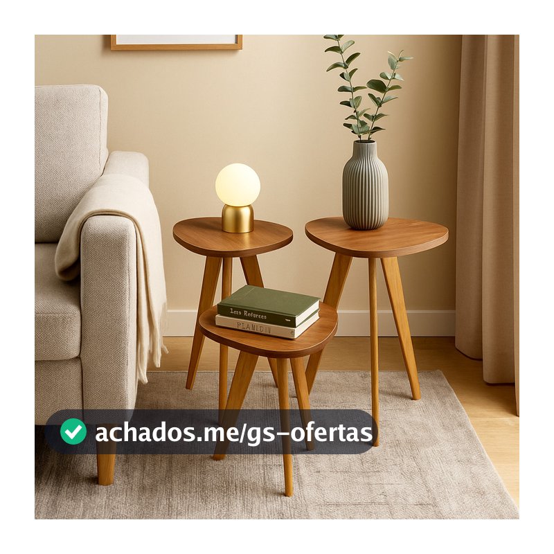 Kit 3 Mesas Lateral Forma Orgânica – Perfeitas para Sala, Quarto ou Escritório- Envio Imediato!