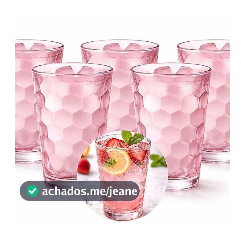 Jogo de Copos rosa fume verde ou azul Longo vidro 320ml 6pçs Honey na caixa Lanty