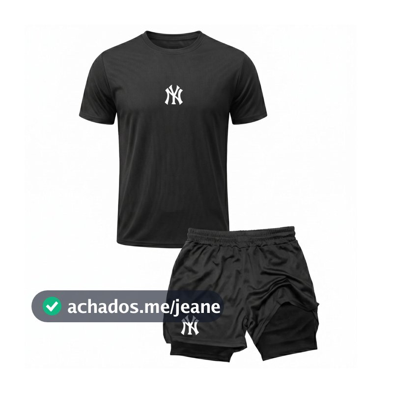 Conjunto Academia Esportivo Camiseta Dry Fit + Short 2 Em 1 Símbolo Ny