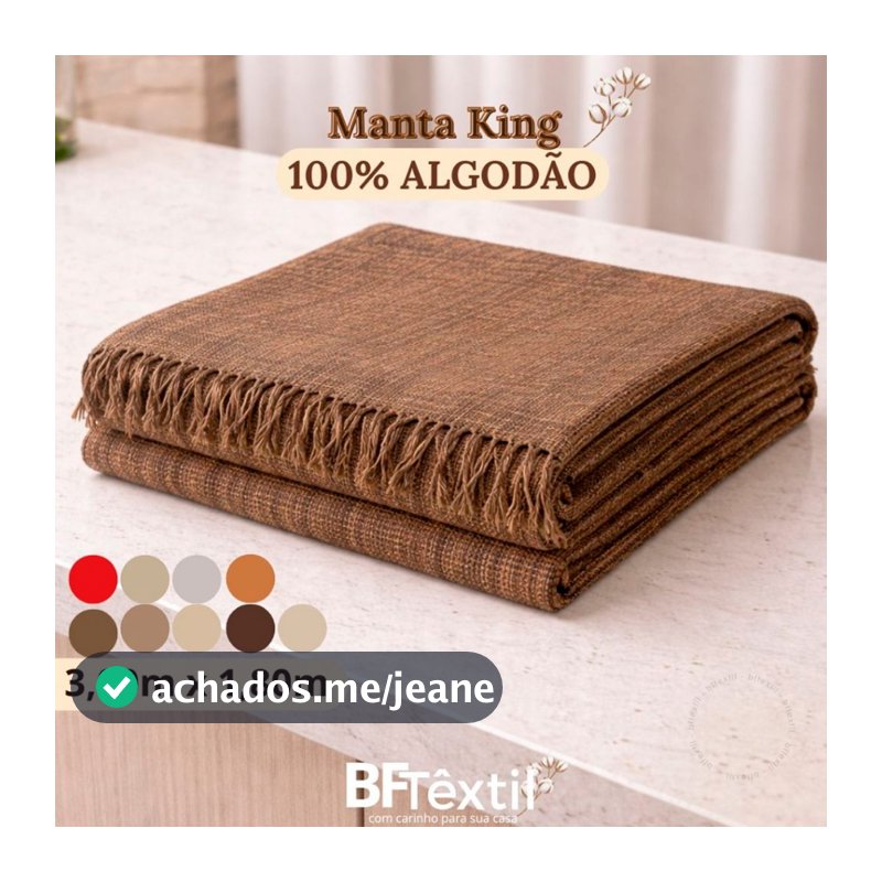 Manta Decorativa para Sofá King Gigante 3,00m x 1,80m 100% Algodão Várias Cores