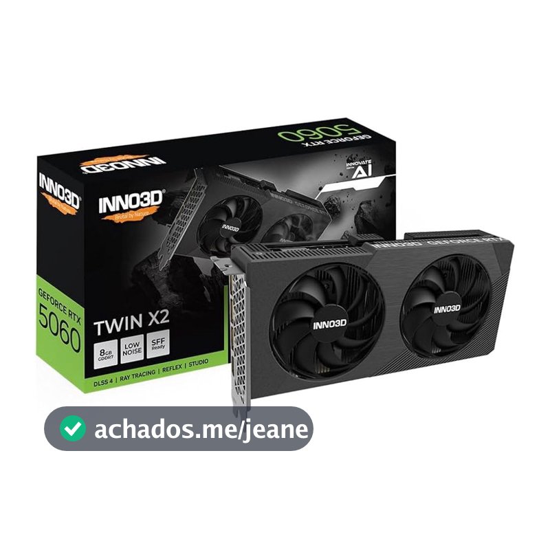 Placa de Vídeo NVIDIA GeForce INNO3D RTX5060 Twin X2 8Gb 128Bits Gddr7 N50602-08D7-195071N