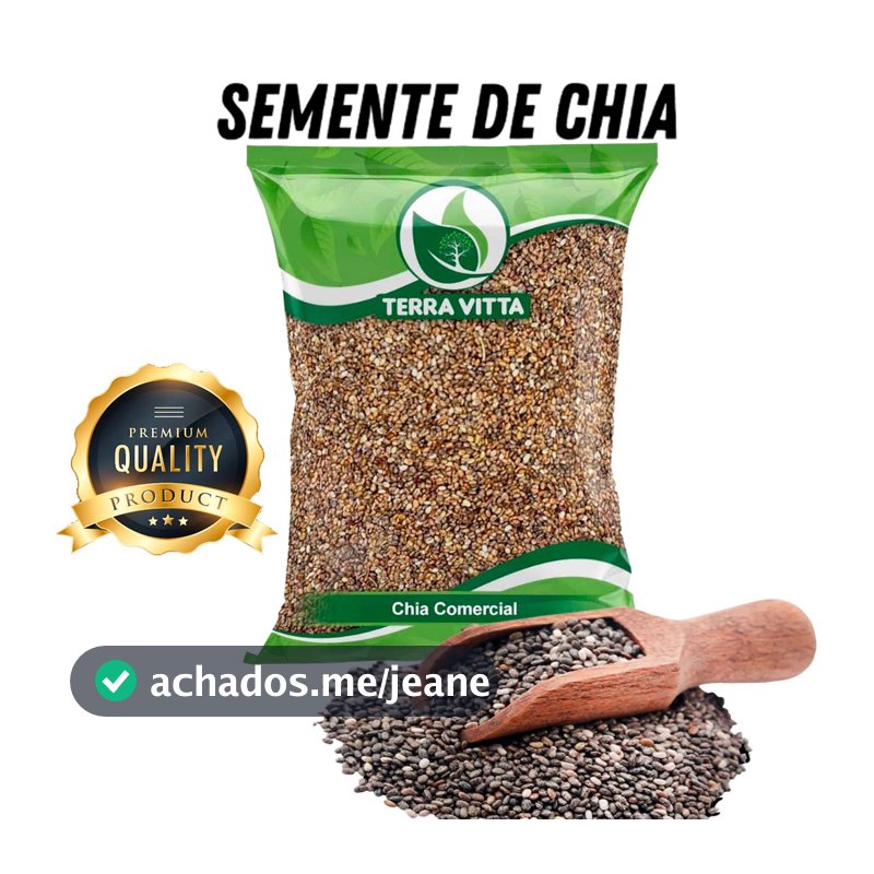 Semente de Chia Comercial 500g - Sem Glúten Saldável Nutritivo + Nutriente Grãos Fibras 100% Natural