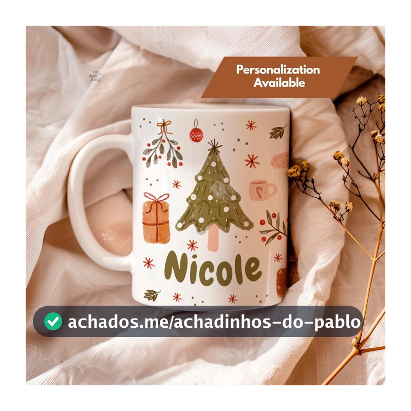 Caneca Personalizada Papai Natal com nome personalizado ARVORE DE NATAL