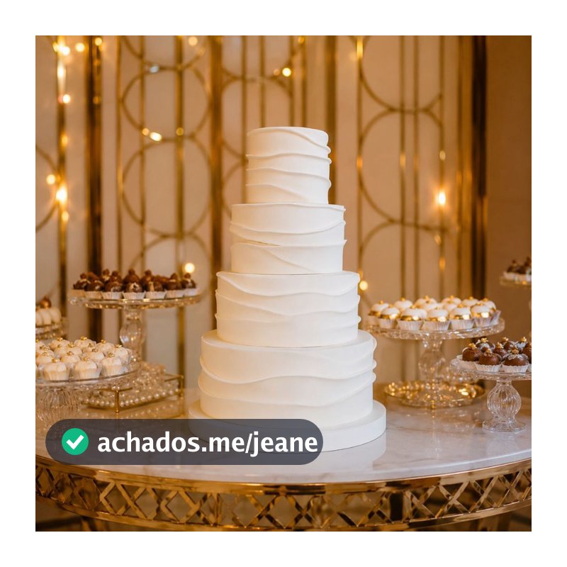 Bolo Fake Casamento Ruflado 4 Andares Sem Emenda Profissional Para Decoração
