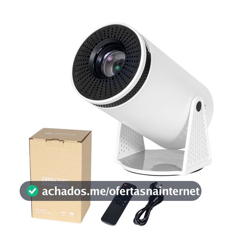Projetor HY300 Bivolt 4K com Wi-fi e Bluetooth compatível com Android e iOs