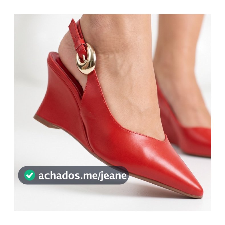 Scarpin Bebecê Slingback Salto Anabela 8cm Bico Fino