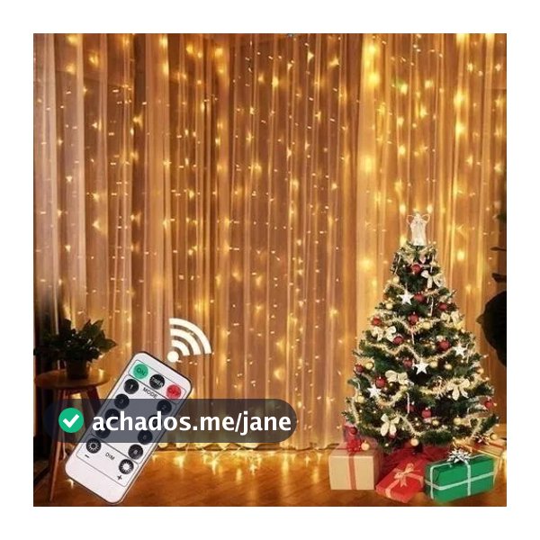 Kit 2 Cortina 300 Leds 3x3 Metros Festa Casamento Eventos Natal Branco Amarelo