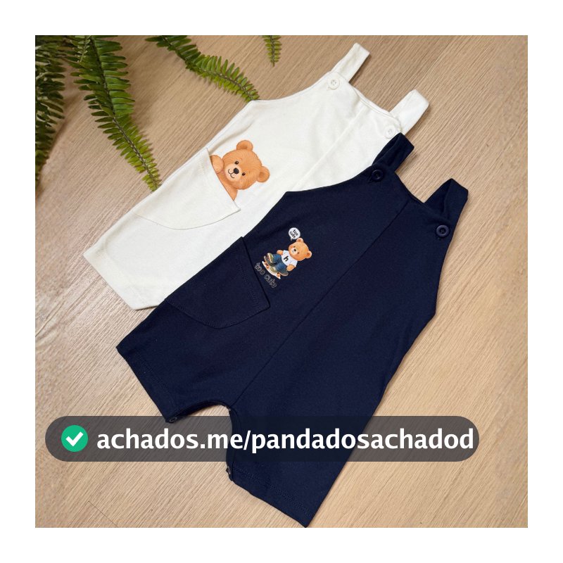 Kit 2 Macacão Jardineira Infantil Bebê Menino Menina 100% Algodão Confortável Estampado