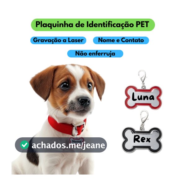 Plaquinha de Identificação Pet Personalizada com Nome e Telefone