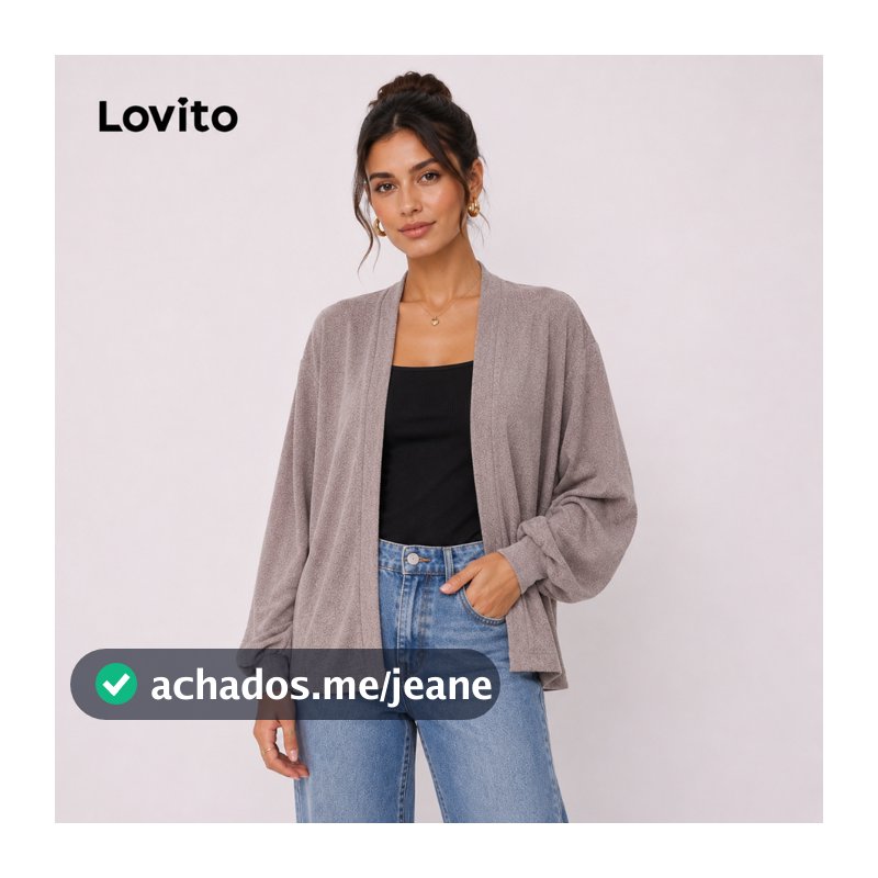 Lovito Cardigan Feminino Manga Longa Bufante CDB543BRL573