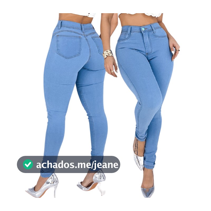 Calça Jeans Feminina Clara Cintura Alta Com Lycra Elastano Moda Empina Bumbum Lavagem Premium