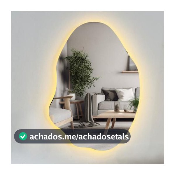 Espelho Orgânico Grande Com LED + Fonte Decoração Moderna Duas Opções De Cor Super Oferta